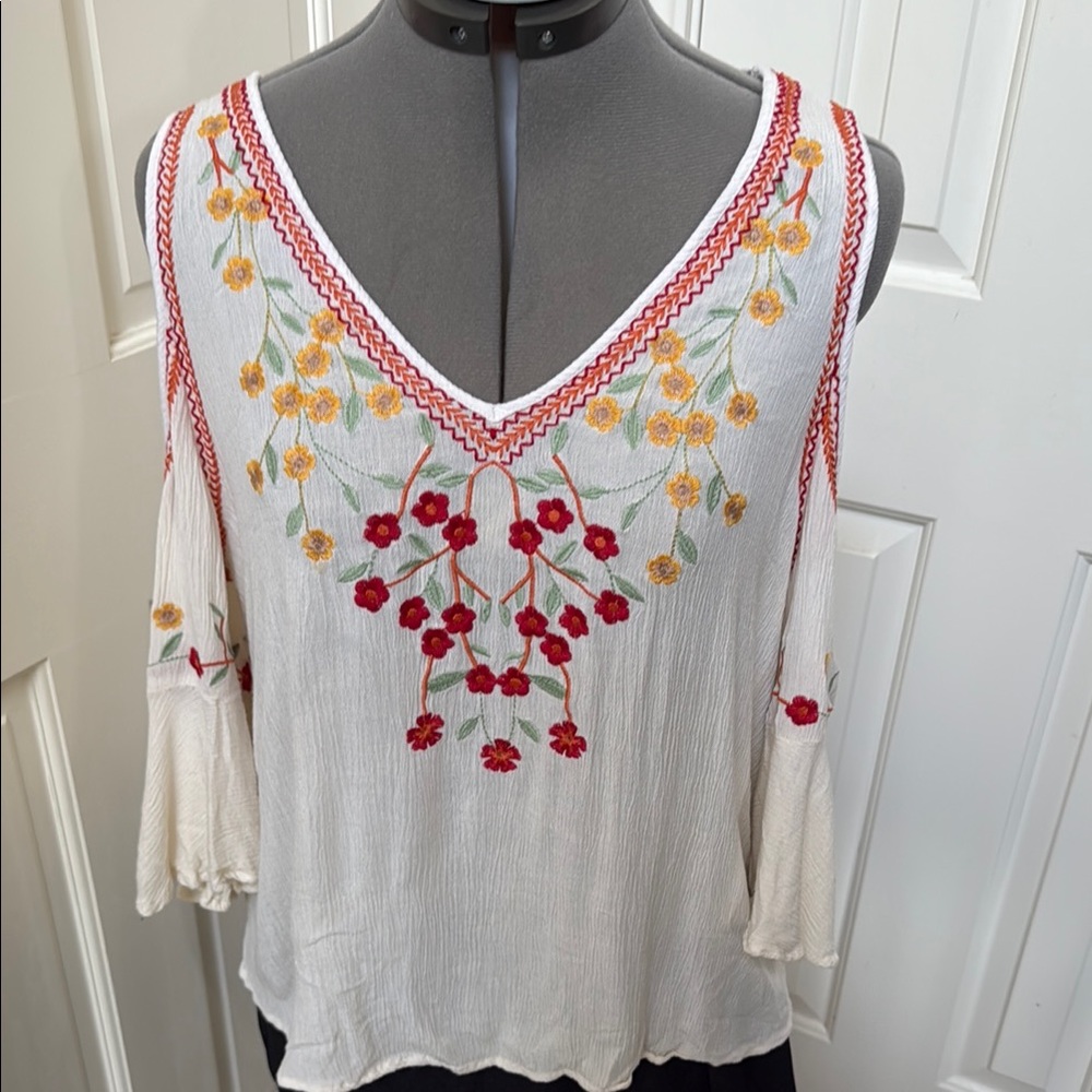 ESQUALO White Ruffled Asymmetrical Blouse